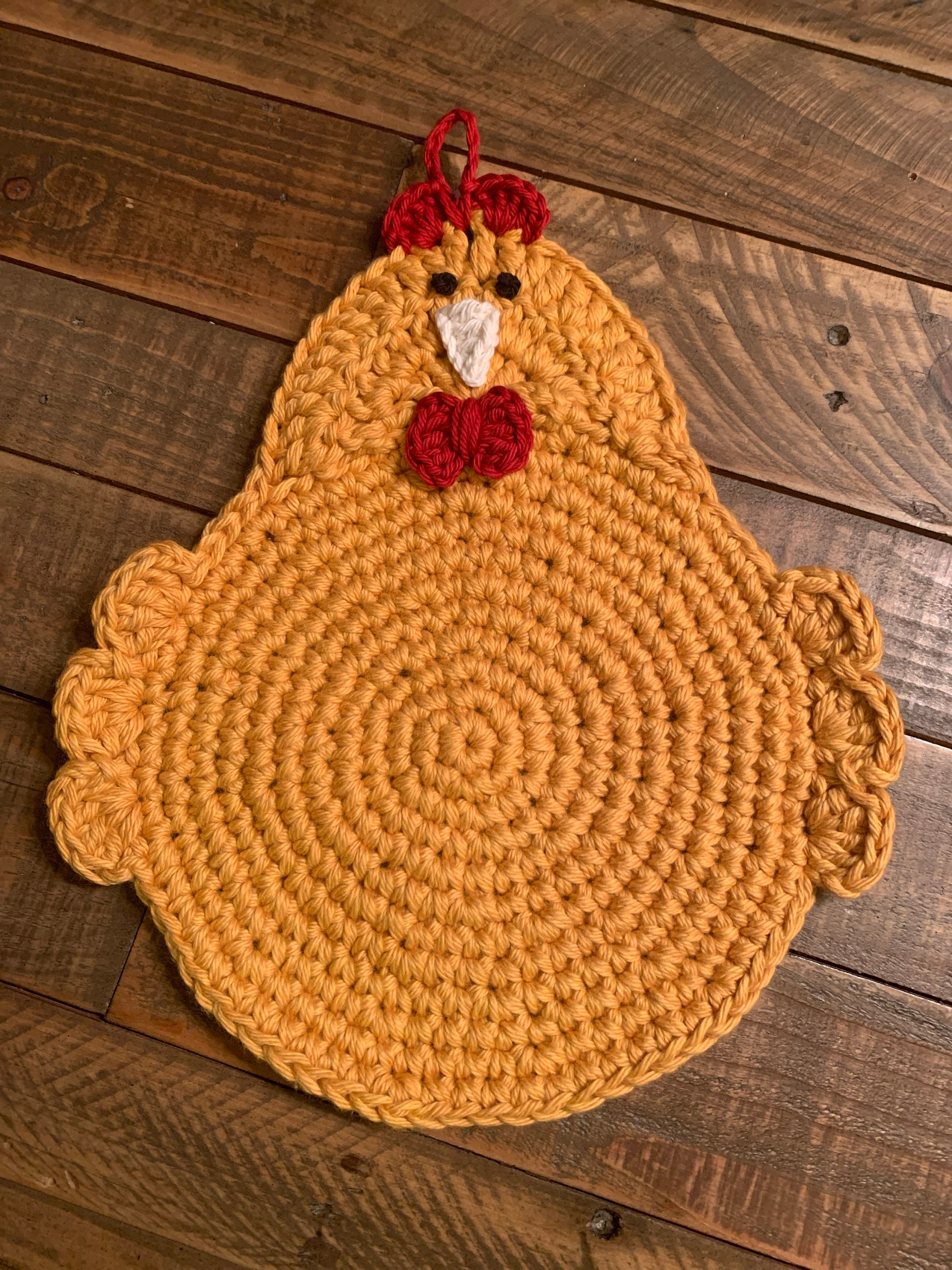 Crochet Chicken Potholders, Trivets, Handmade, 100% cotton yarn, double-layered