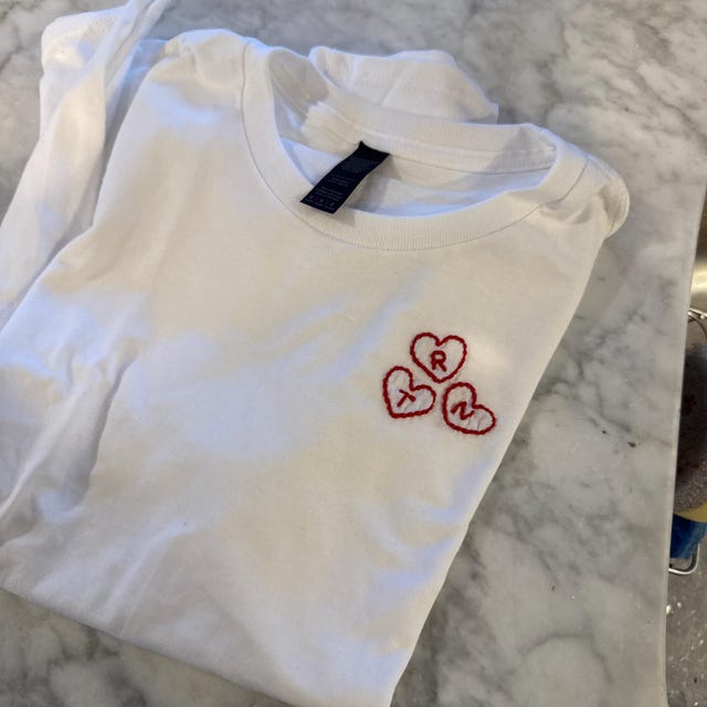 Women's Embroidered Heart Letter or Word T-shirt - Etsy