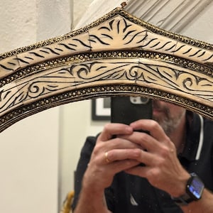 Italian Antique Brass Mirror, Wavy Irregular Bathroom Mirror Aesthetic Luxurious Wall Mirror