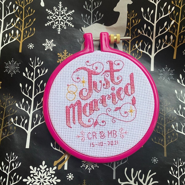 Just Married - Customisable Wedding Cross Stitch Pattern (digital ...