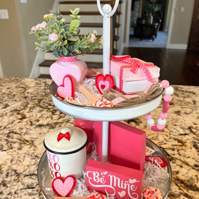 Valentines Day Tiered Tray Decor Tiered Tray Bundle Pink & White Mini ...