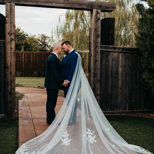 FantasyBride Store White Ivory 1 Layer Lace Cathedral Wedding Bridal Veil Ivory / 350cm/137 inch