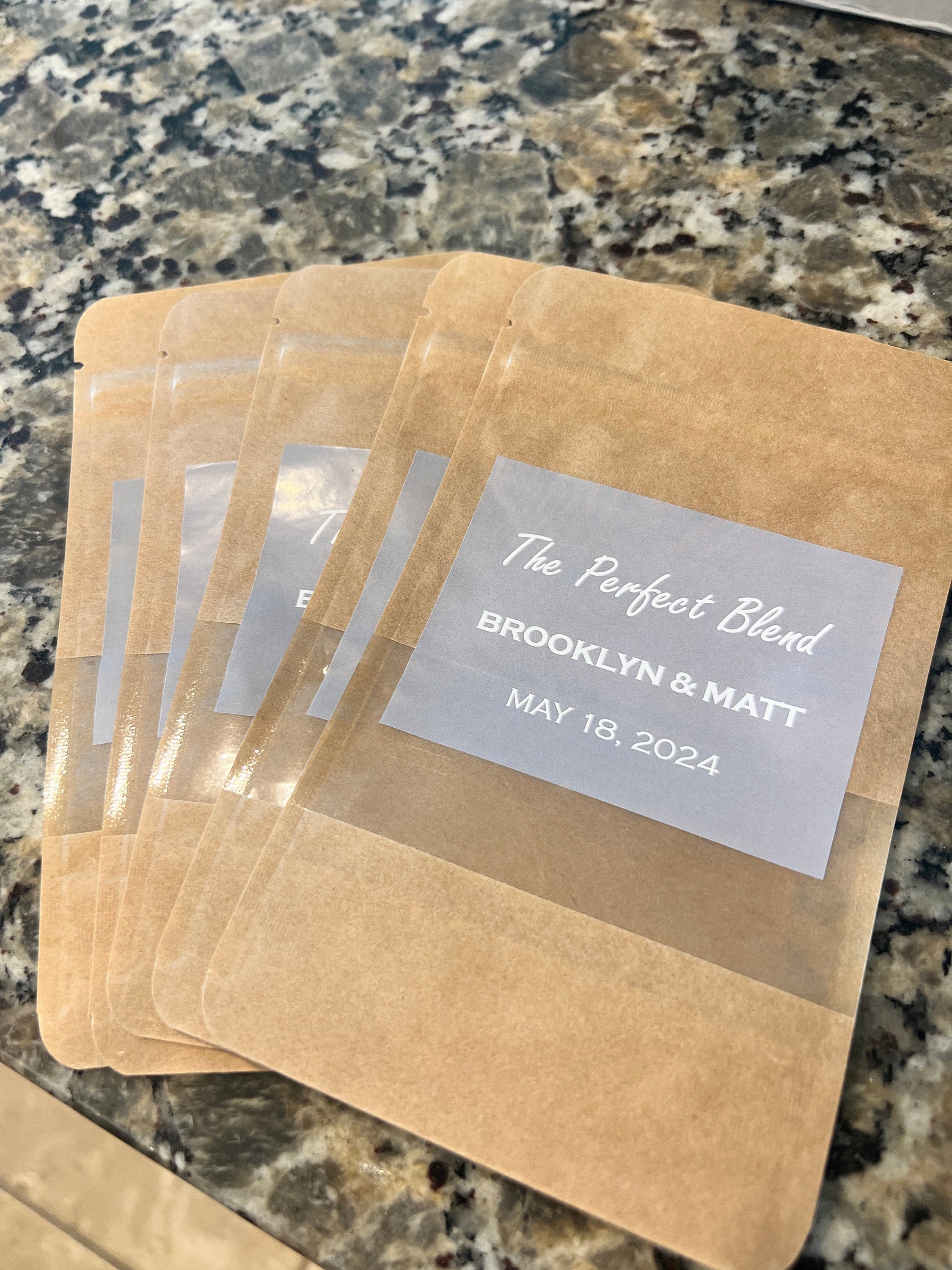 50 PCS Personalized Favors Coffee Bags, Wedding Favors diy,  The Perfect Blend, Bridal Shower Favors, Resealable Coffee Bags