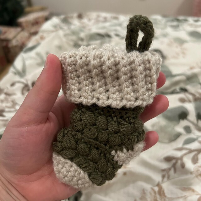 A customer's finished Wheat Stitch Mini Stocking Crochet Pattern