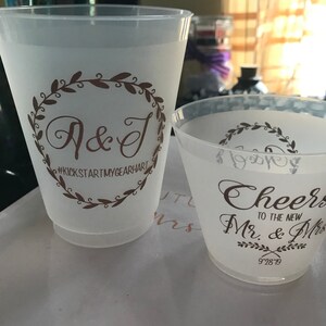 Personalized Plastic Cup, Wedding Party Cups, Frosted Cups, Frost Flex Cups, Printed Cups, Custom Wedding Cups, Monogram Cups, Plastic Cups photo