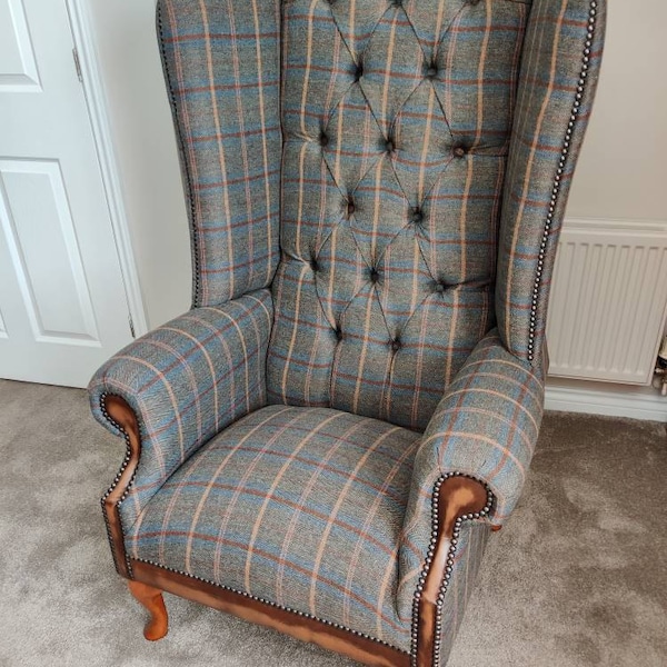 British Handmade Tan Brown Herringbone Tweed With Antique Tan Leather ...