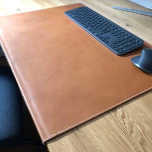 Large Table Pad / Desk Pad With Edge Protector, Size XL, Buffalo Leather,  Black, Personal Engraving Possible, 26313 