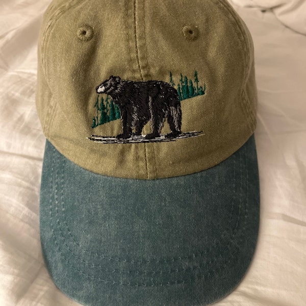 BLACK BEAR HAT - One Embroidered Men Women Wildlife Baseball Cap ...