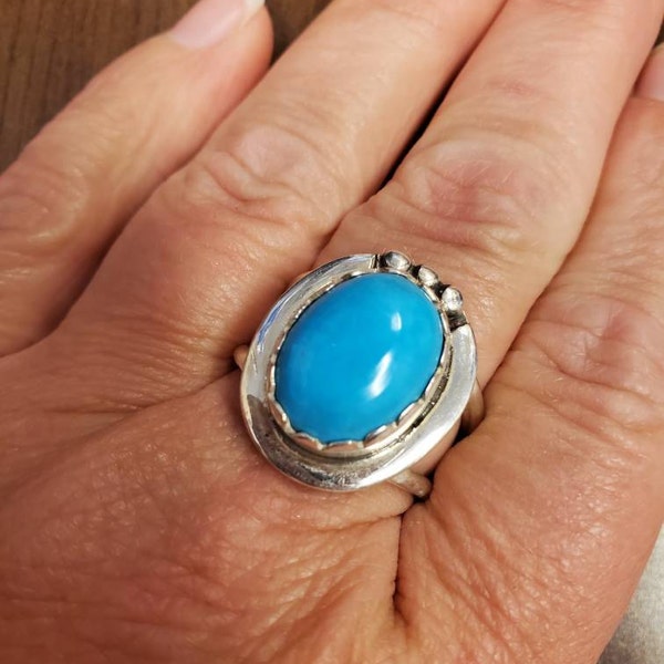 Turquoise Ring ~ Sterling Silver 925 ~ Handmade ~ Statement ~ Hippie ...