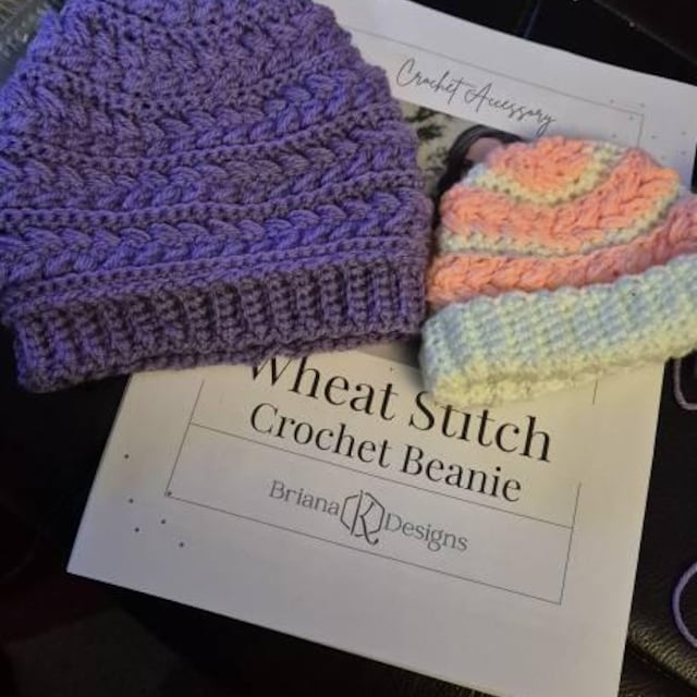 A customer's finished Wheat Stitch Beanie Crochet Pattern