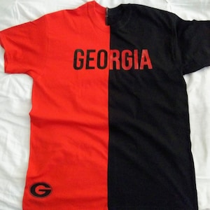 Half red and half black shirt 2025