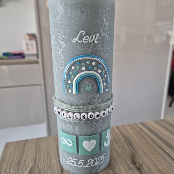 Individuelle Taufkerze LEA – Handverziert Mit Name & Datum