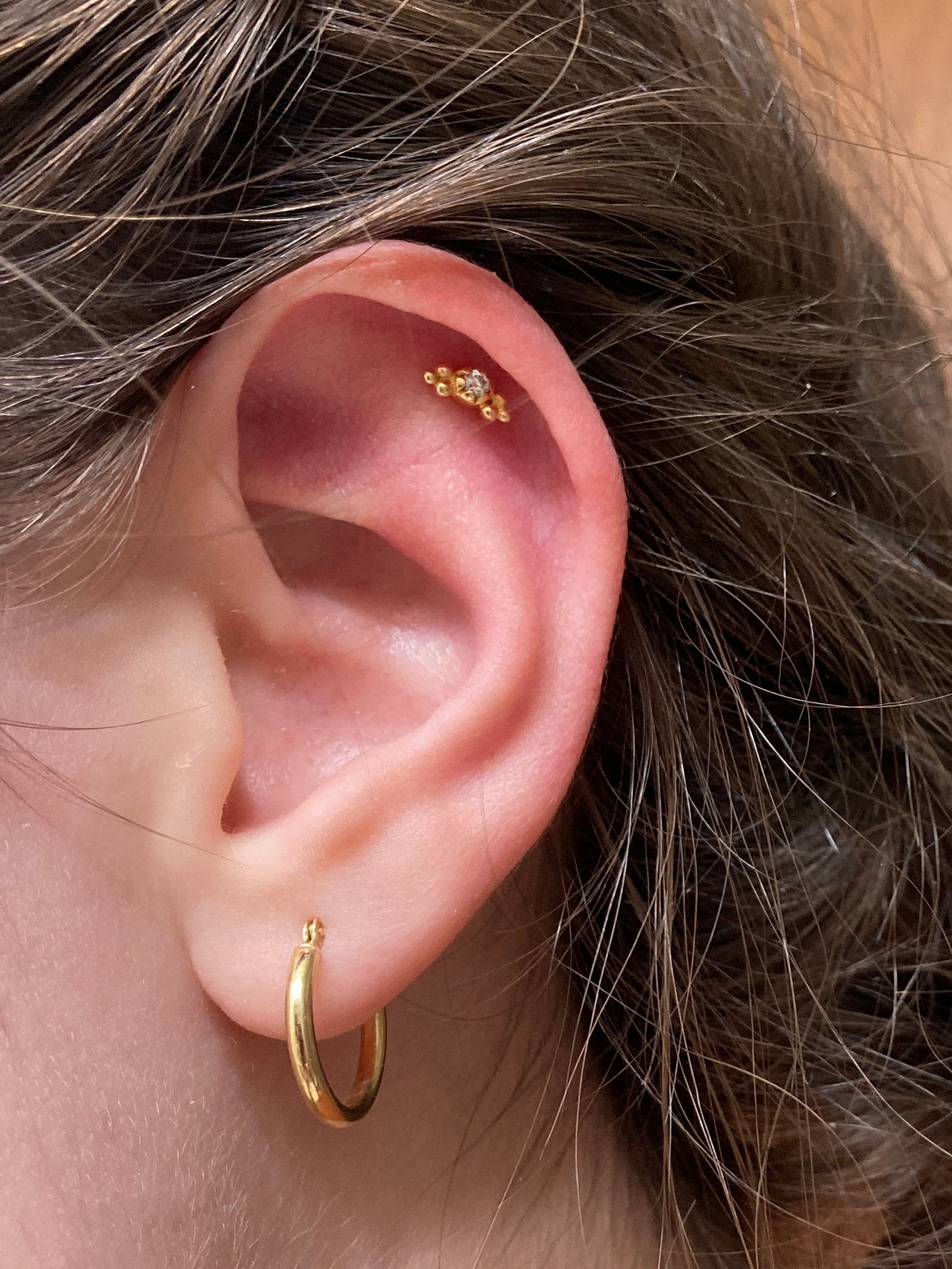 Helix Earring Cartilage Stud Earring Gold & Sterling Silver Helix Jewelry Tiny Stud Small Piercing Dainty Modern Jewelry - CRT002