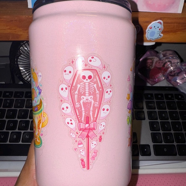Pink Skeleton Lolly Sticker – Waterproof Vinyl, Spooky Ghosts - Etsy