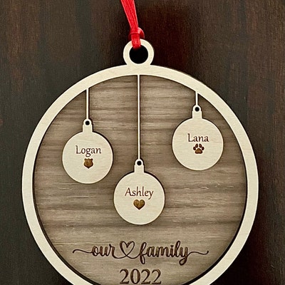 Personalized Family Christmas Ornaments, 2023 Wood Xmas Ornament With ...