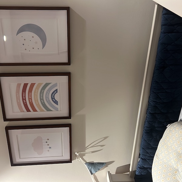 Neutral Cloud Moon and Sun Set of 3 Prints, Boy Nursery Decor ...