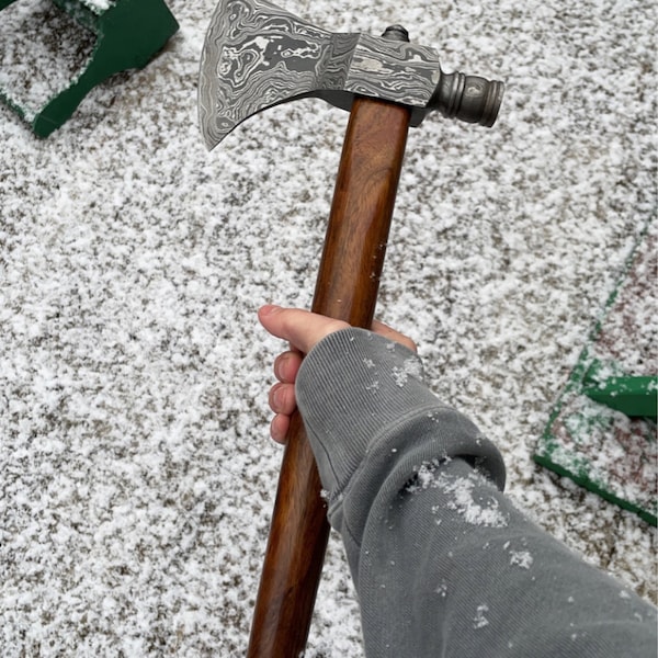 Premium Handmade Damascus Steel Tomahawk with Rosewood Handle