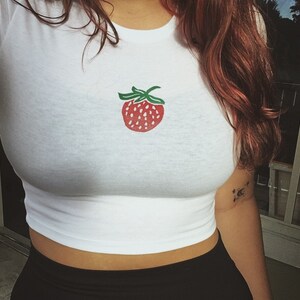 Strawberry Crop Top, Block Print Shirt, Fruit Top, Summer