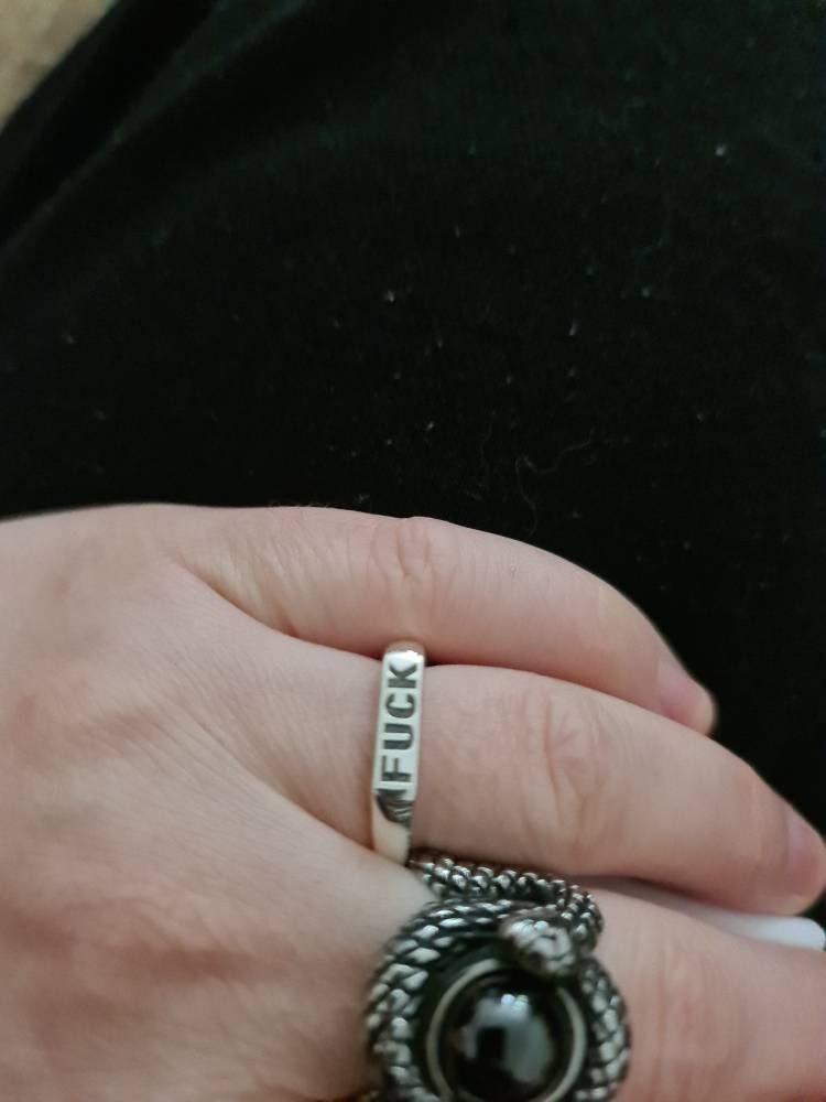 Gold Fuck Off Ring, Sterling Silver Bar Ring, Fuck Ring, Any Custom Word Engraved Ring, Fuck Off Jewelry, Silver Fuck Ring, 6 Font Options