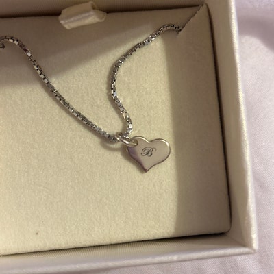 Tiny Silver Heart Charm on a Bold Paper Clip Necklace With Toggle ...
