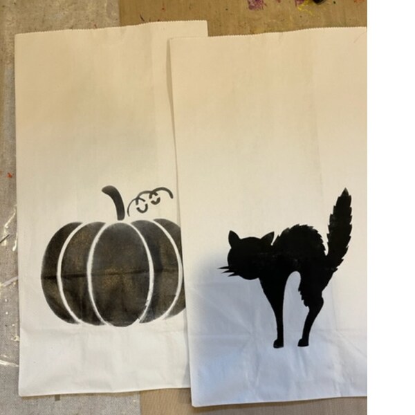 Stencil, Reusable Halloween Cat Stencil, Scaredy Cat Stencil, Halloween
