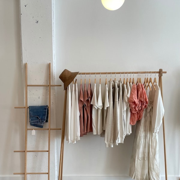 Minimal Oak Clothes Rack: Modern Clothes Stand - Etsy