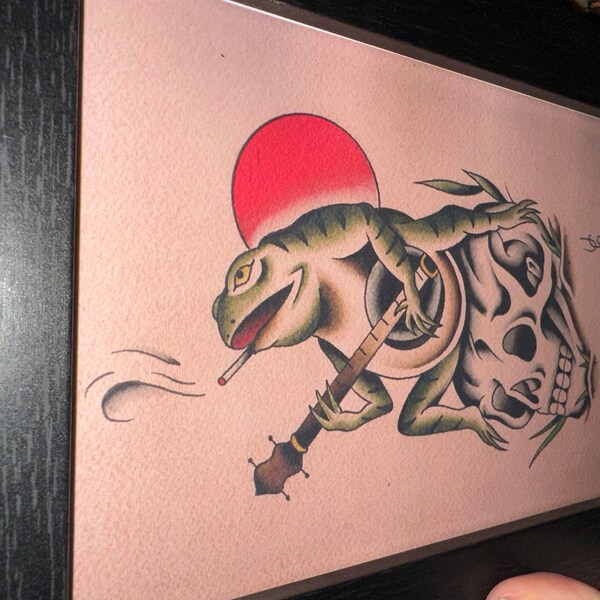 Cowboy Skull American Traditional Tattoo Flash Print - Etsy