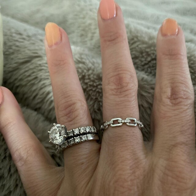 Sterling Silver Chain Link Ring: Stackable CZ Diamond Band - Etsy