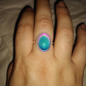 Classic Crown Mood Ring in Antiqued Sterling Silver With Color - Etsy