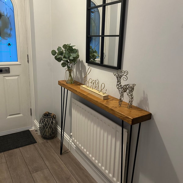 Chunky Console Table With 86cm Hairpin Legs Rustic Handmade Wooden ...