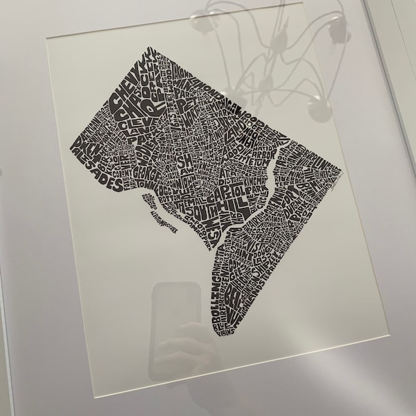 Washington DC Neighborhood Map Print, Signed Print of My Original Hand ...