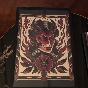 Devil Woman Traditional Tattoo Print - Etsy