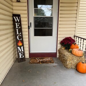 Wood WELCOME Sign Interchangeable O Attachment Pieces Large Vertical ...