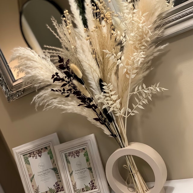 Large Monochrome Black Pampas Grass Bouquet With Black Bunnytails Pampas  Grass Home Decor Dried Flower Bouquets UK 