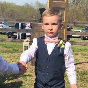petal pink bow tie and suspenders