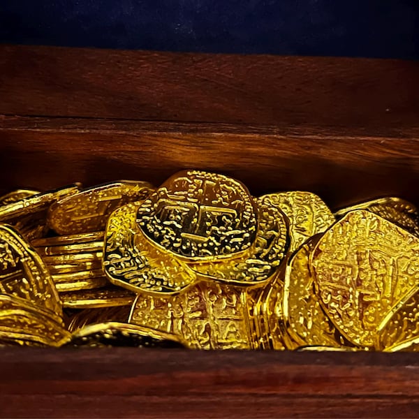 Metal Pirate Coins - 50 Gold Spanish Doubloon Replicas - Fantasy Metal ...