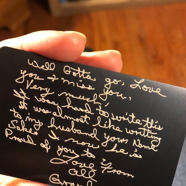 Engraved Wallet Insert - Love Note - Your Handwriting Option - Wallet ...