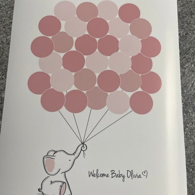 Pink Elephant Guest Book PRINTABLE for Baby Shower Birthday Elephant ...