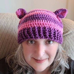 PATTERN - PDF DOWNLOAD - Crochet No-sew Square Cat Hat Adult
