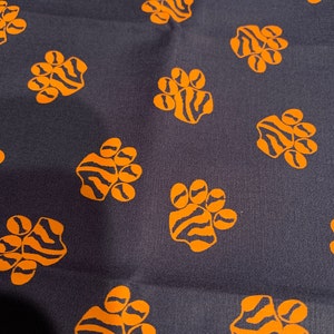 Fabric Finders Tiger Paws Navy and Orange - Etsy
