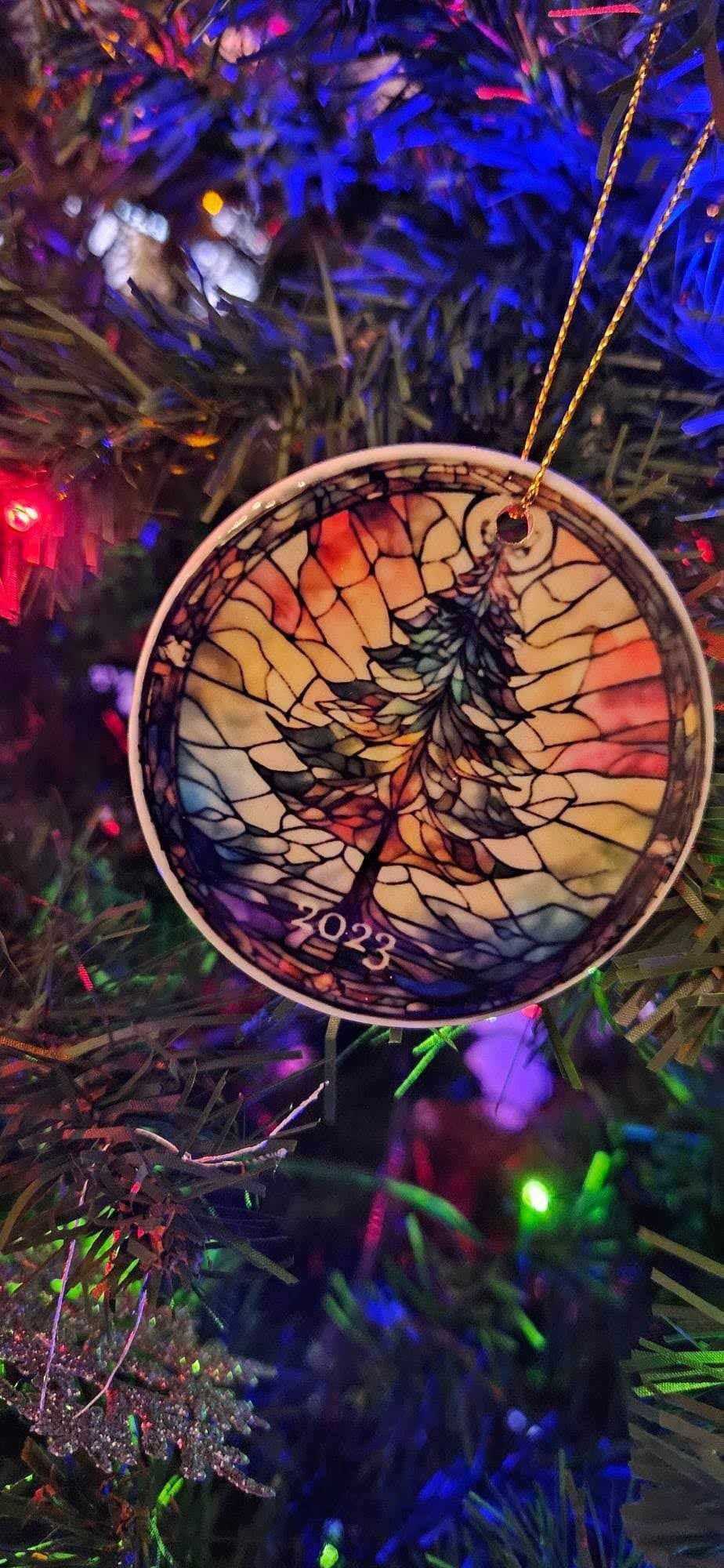 Christmas 2024 Ornament, Christmas Decoration, Holiday Gift Idea, Heirloom Keepsake, Round Ceramic, Gift Exchange, Gift Idea, Xmas Tree