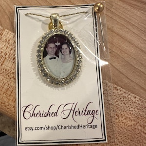 Bouquet Photo Charm Rhinestone Picture Setting Wedding Gold Oval Bridal Memory Accents Frame Bling