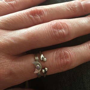 moon phases minimal ring pinky ring hand forged unique dainty ring simple silver ring nature ring designs Crescent moon eye ring