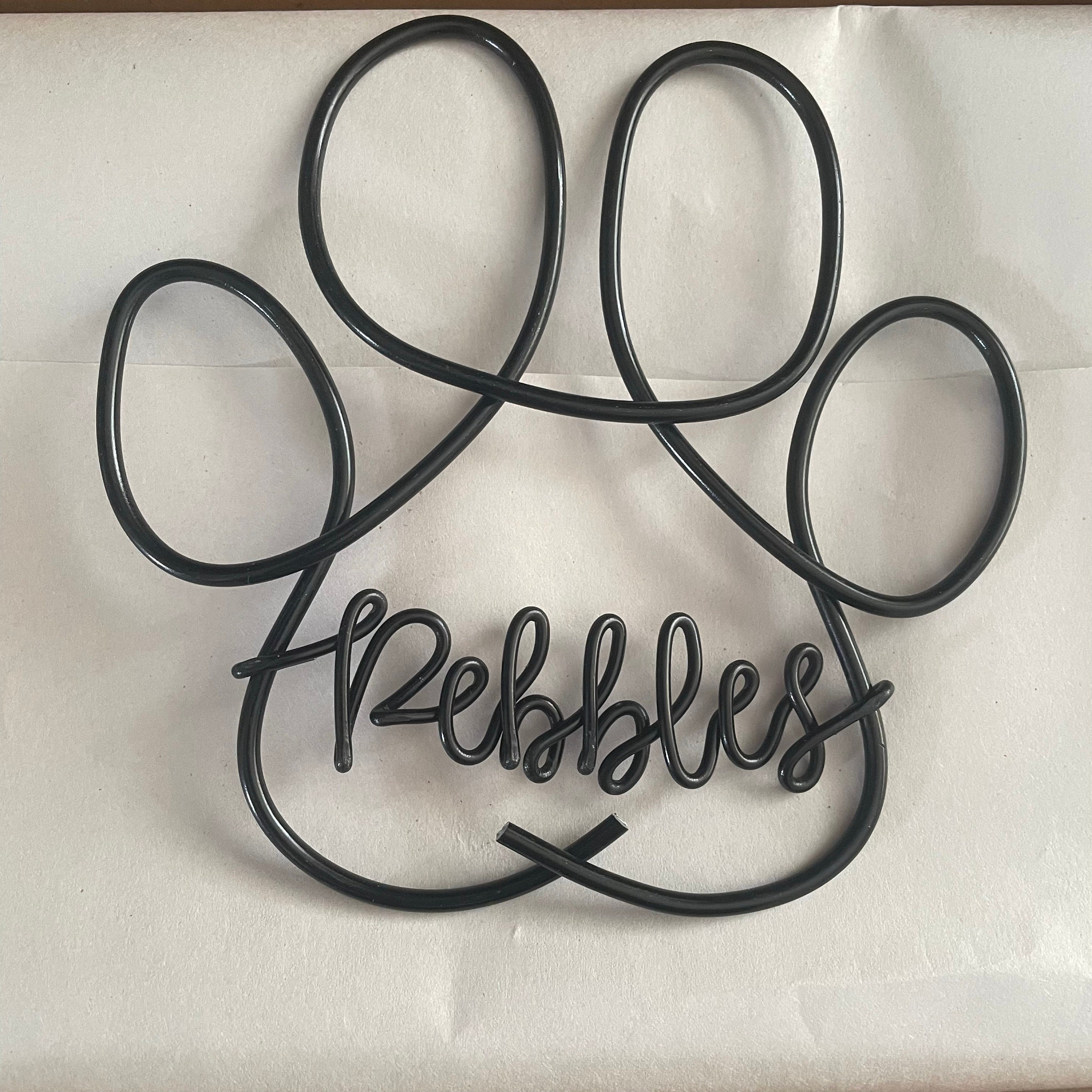 Personalised Paw Print With Name, Wire Words, Pet Memorial Sign, Animal Lover Gift, Dog Mum, Cat Mum, Pet Tribute, Pet Decor