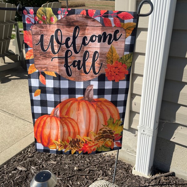 Welcome Fall Garden Flag, Pumpkin Garden Flag, Fall Garden Flag ...