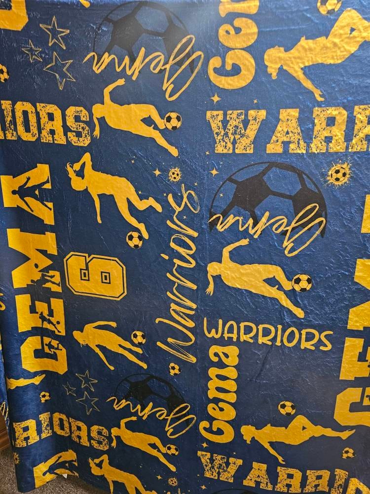 Personalized Soccer Girl Blanket, Custom Name Football Throw, Personalized Gift for Soccer Player, Matching Team Gift Soccer Senior Night