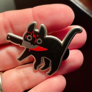 Knifecat Enamel Pin by MarlaDraw – DUAL WIELD STUDIO