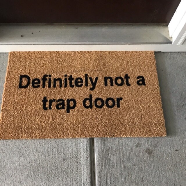 Not A Trap Door Funny Doormat Welcome Mat Housewarming Gift Custom Doormat Rude Doormat Cute Doormat Personalized Doormat Rug
