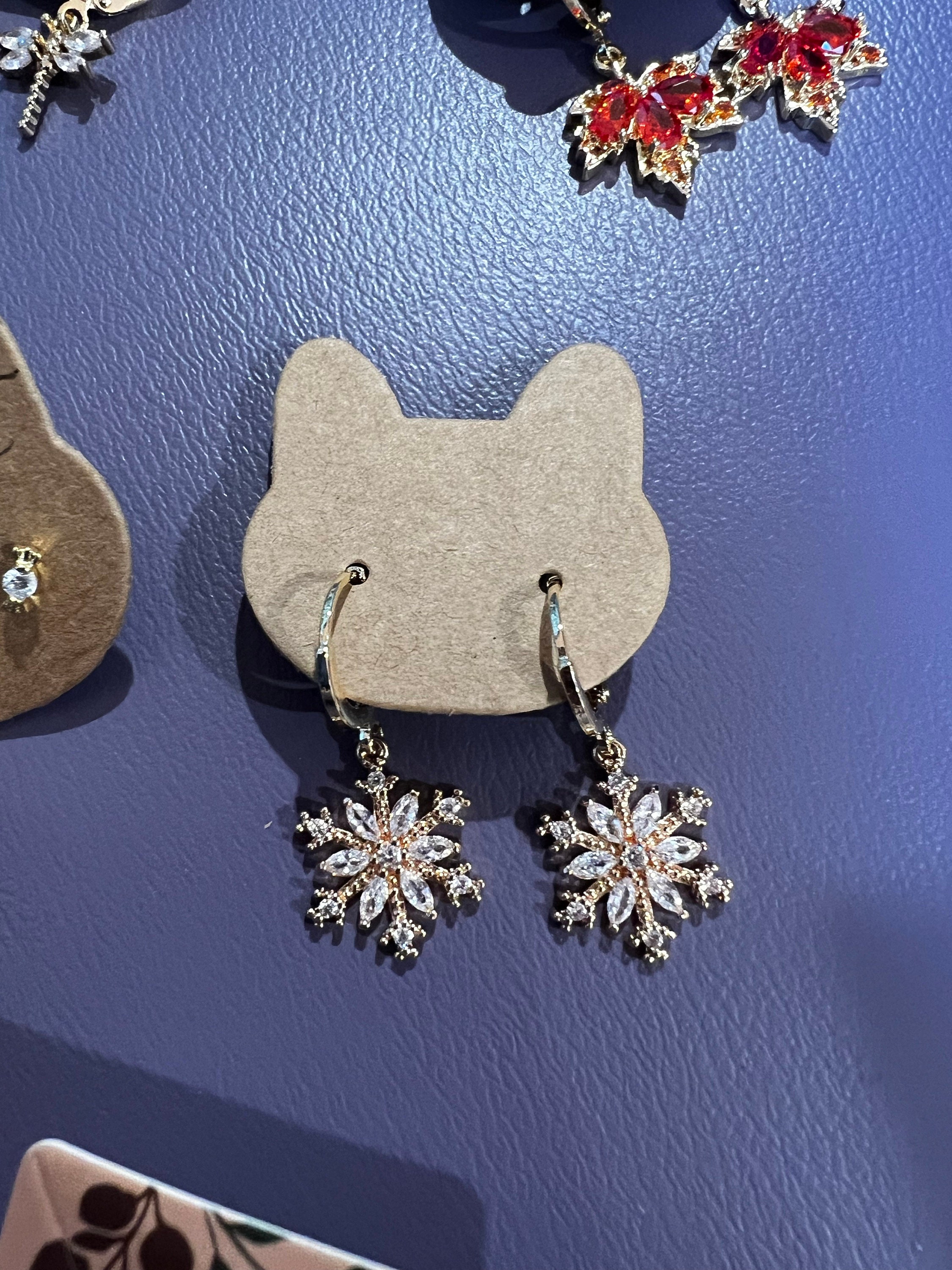 Dainty Snowflake Dangle Earrings