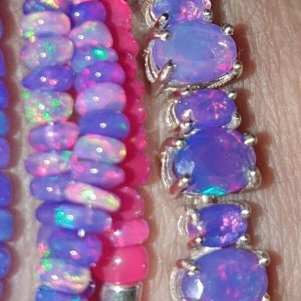 Pave Wing Lavender Opal Bead Bracelet main image 1